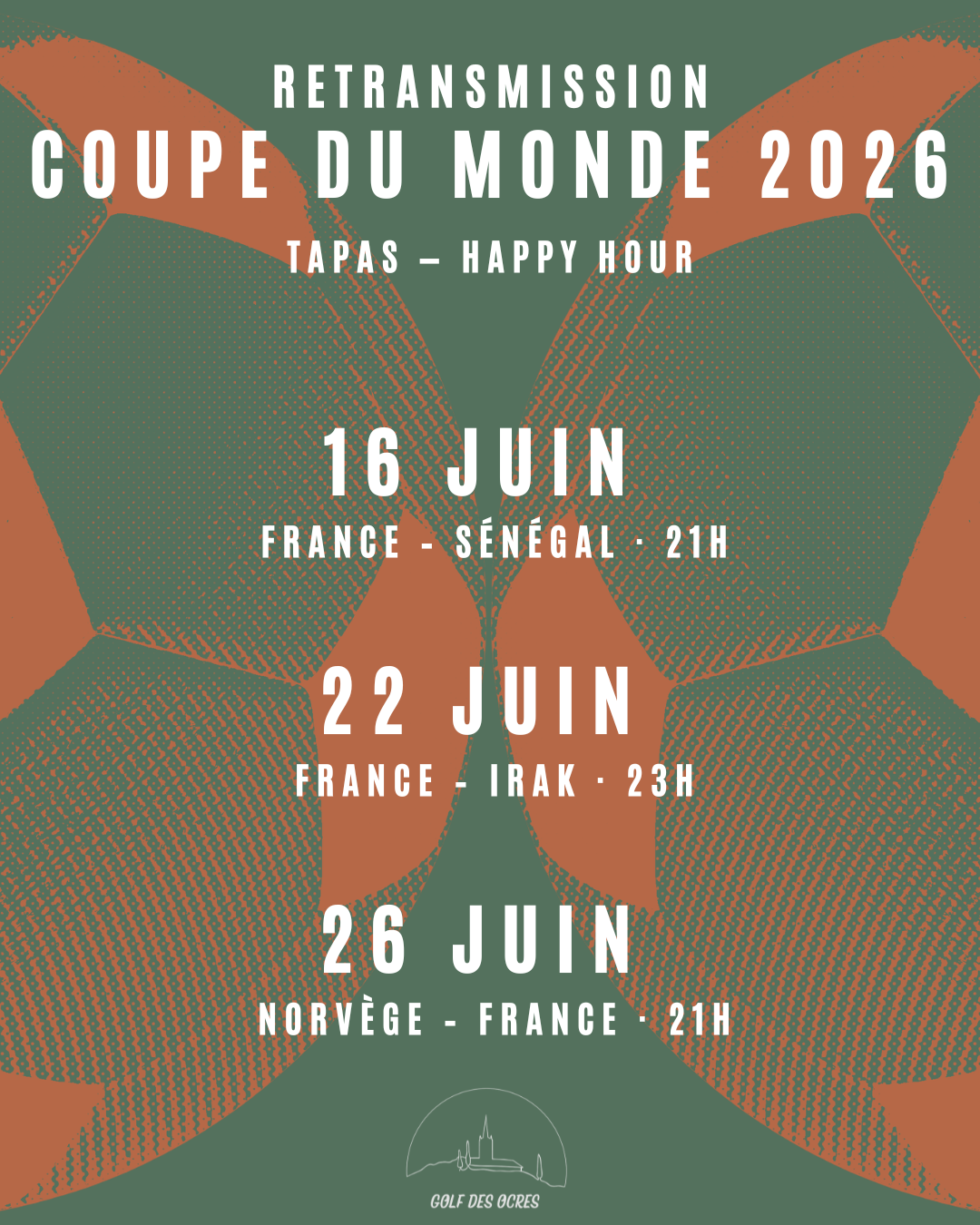 rediffusion des matches de la Coupe du Monde de Football 2026 au Golf des Ocres, à VIllars, Luberon